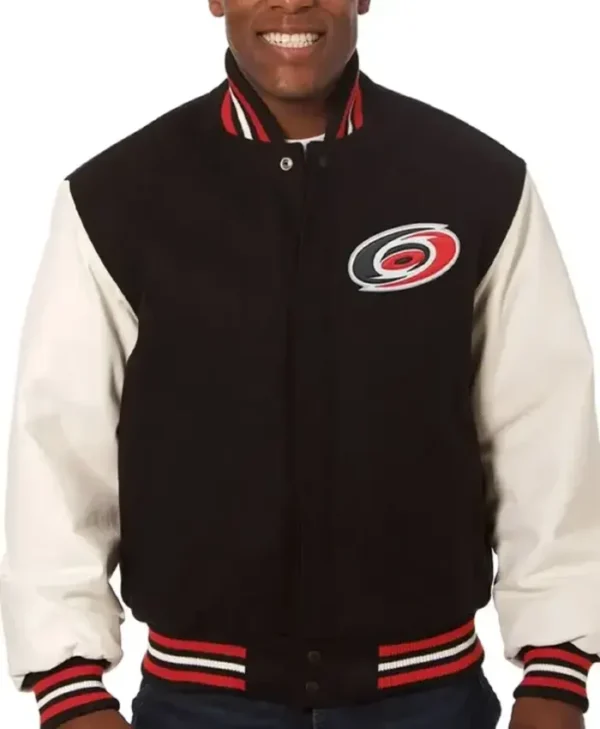 Carolina Hurricanes Black And White Varsity Jacket