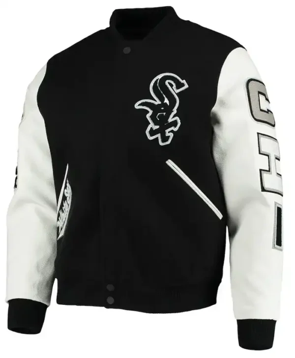 Chicago White Sox White And Black Varsity Jacket