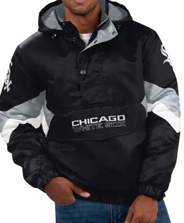 Chicago White Sox Windbreaker Half-Zip Black Jacket