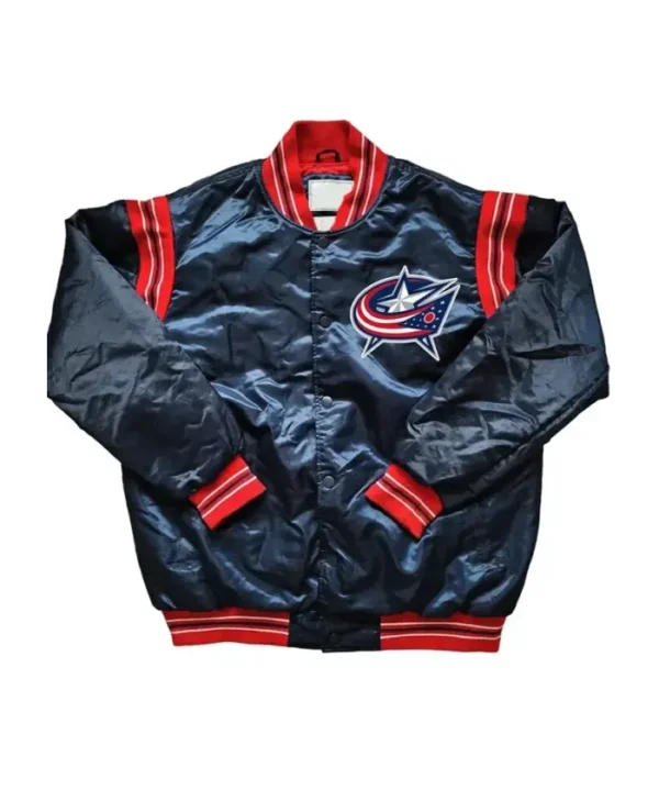 Columbus Blue Jackets Satin Full Snap Vintage Bomber Jacket