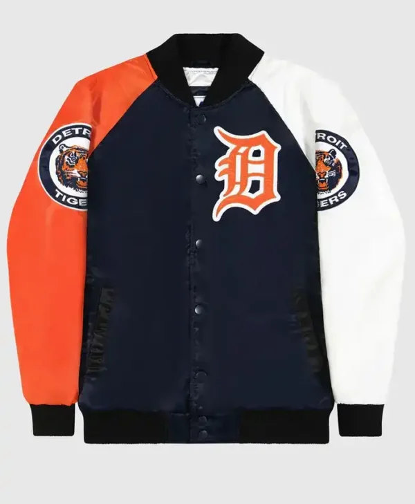 Detroit Tigers Varsity Satin Full Snap Jacket