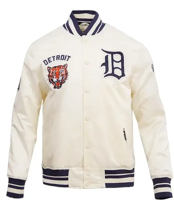 Detroit Tigers Vintage Satin Off White Jacket