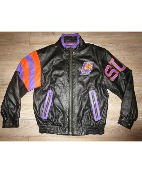 Elvie Hane Phoenix Suns Vintage Leather Zip Jacket