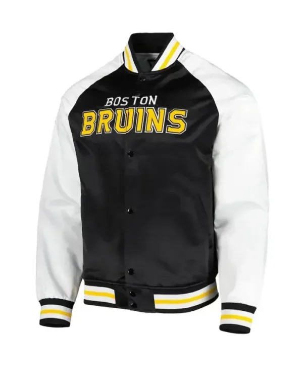 Enos Boston Bruins Prime Time Black and White Satin Jacket For Men and Women