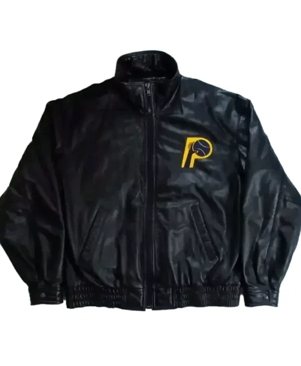 Indiana Pacers Black Vintage Bomber Leather Jacket