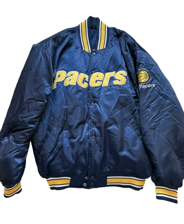 Indiana Pacers Blue Satin Varsity Jacket