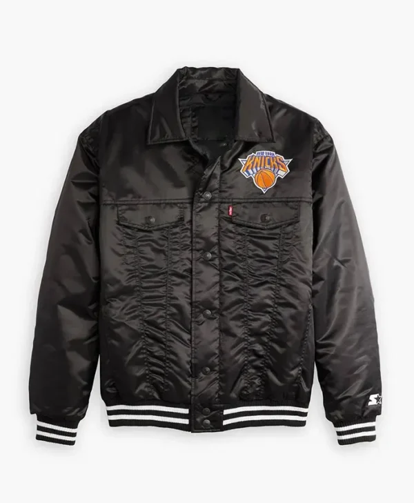 Knicks Black Satin Starter Varsity Jacket