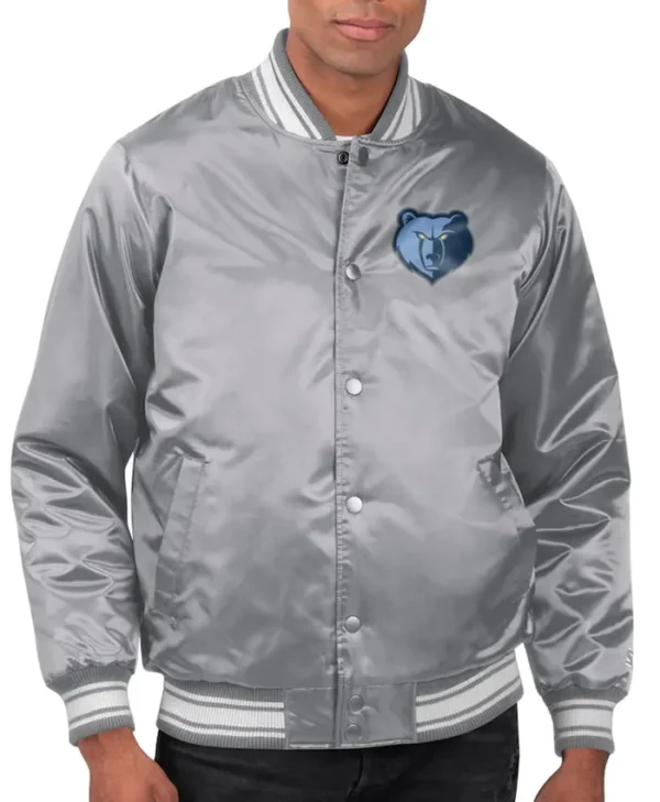 Memphis Grizzlies Grey Satin Varsity Jacket