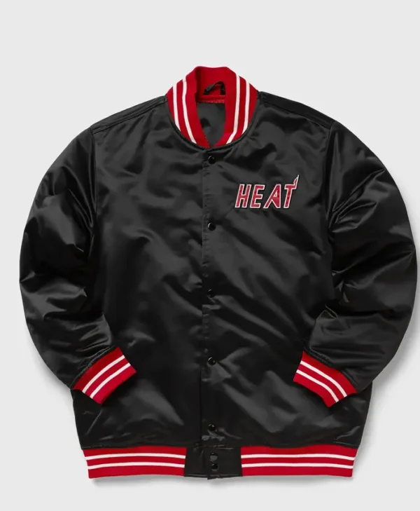 Miami Heat Black And Red Satin Varsity Jacket