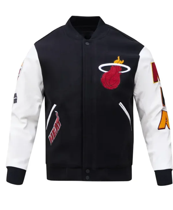 Miami Heat Black And White Wool Varsity Jacket