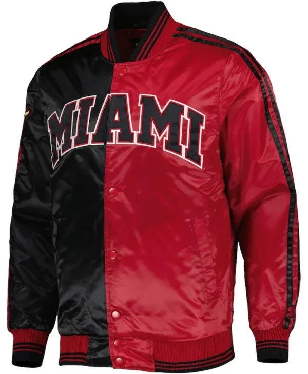 Miami Heat Red And Black Satin Varsity Jacket