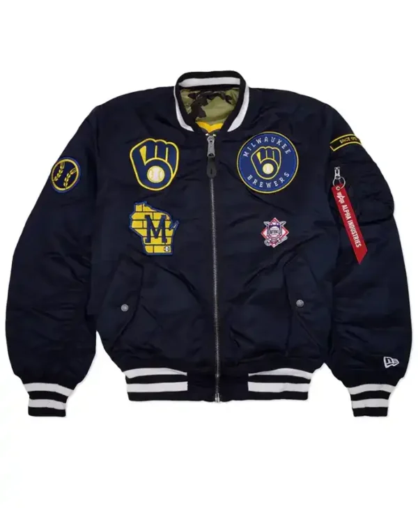 Milwaukee Brewers Ma-1 Black Varsity Jacket