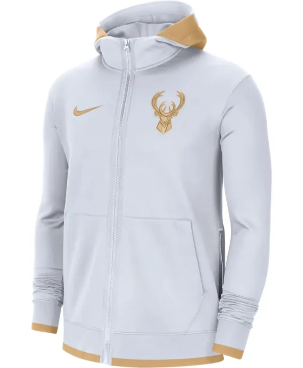 Milwaukee Bucks Championship White And Gold Hooded Jacket