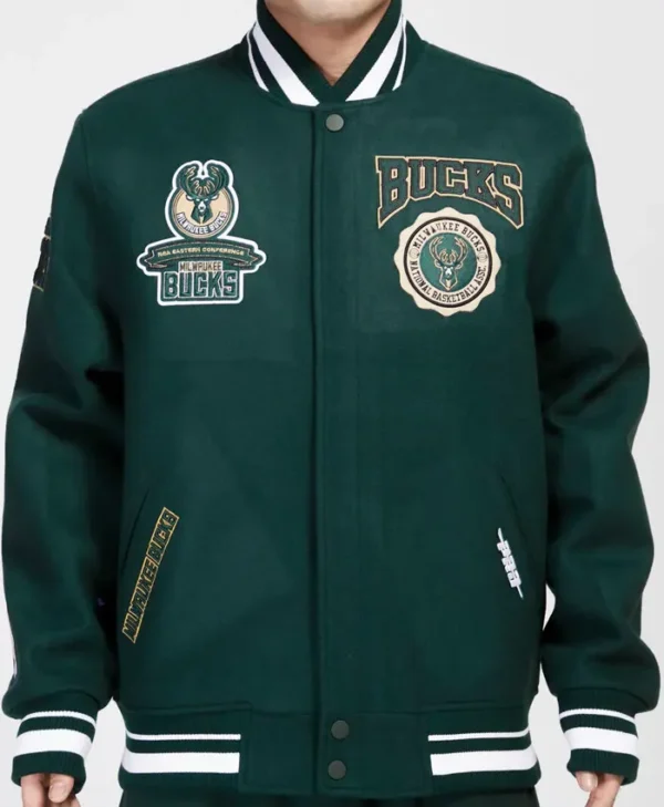 Milwaukee Bucks Dark Green Letterman Jacket