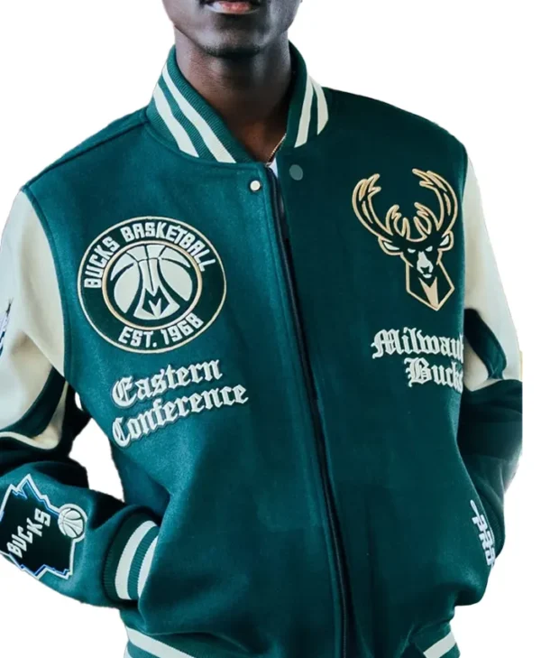 Milwaukee Bucks Green Wool Letterman Jacket