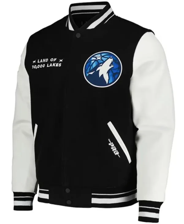 Minnesota Timberwolves Black And White Varsity Jacket