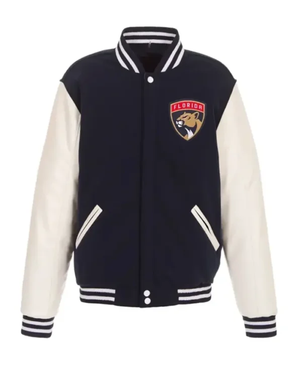 Morton Florida Panthers Navy And White Letterman Varsity Jacket