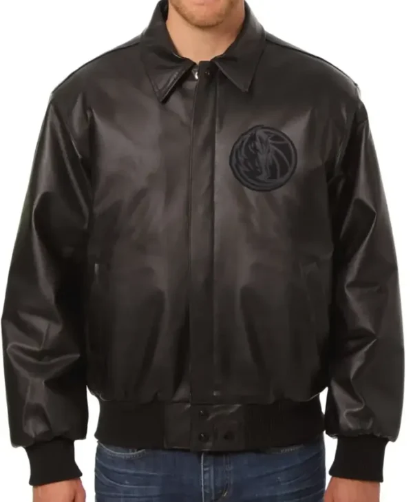 Myriam Dallas Mavericks Black Leather Bomber Jacket