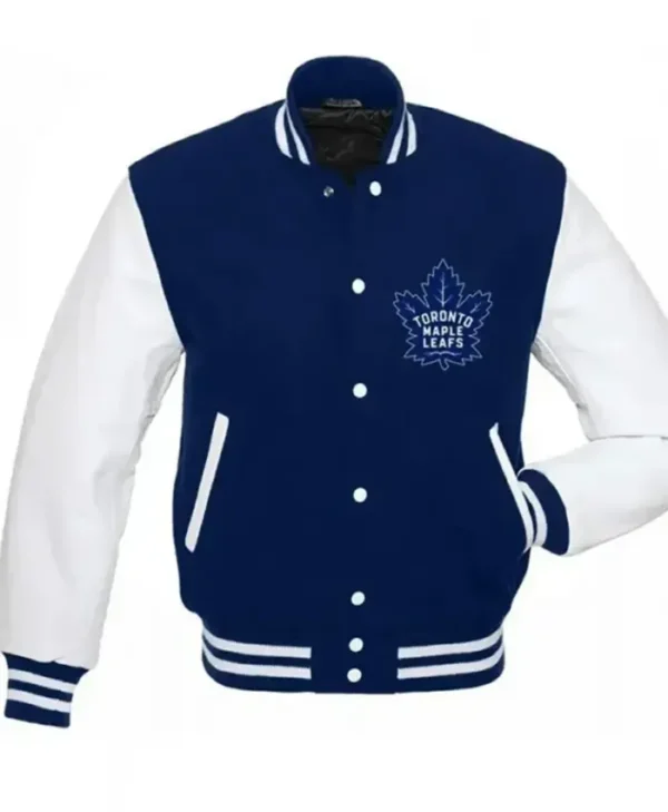 NHL Toronto Maple Leafs Blue And White Letterman Varsity Jacket