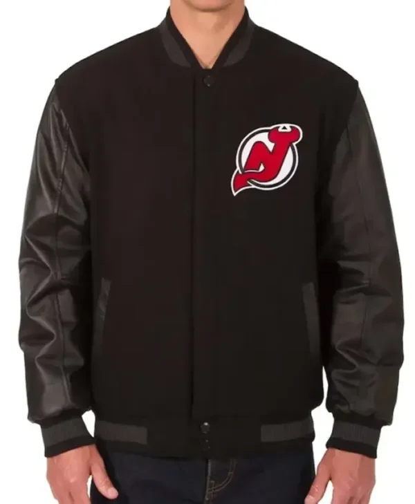 New Jersey Devils Letterman Varsity Black Wool Jacket