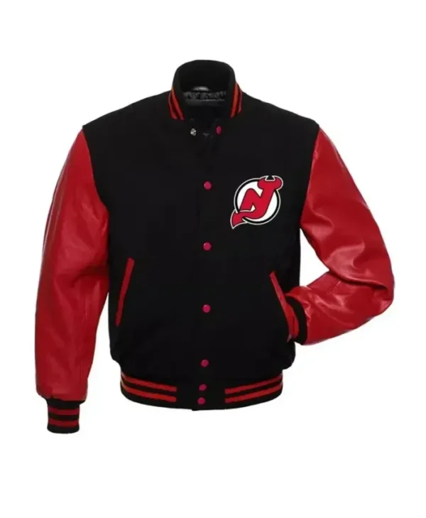 New Jersey Devils Red And Black Full Snap Jacket