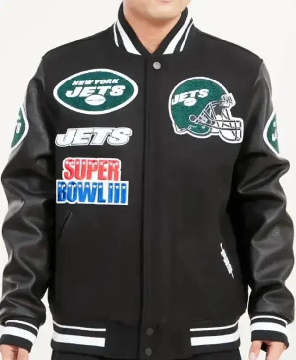 New York Jets Eunice Black Bomber Jacket