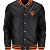 New York Knicks Black And Orange Satin Varsity Jacket