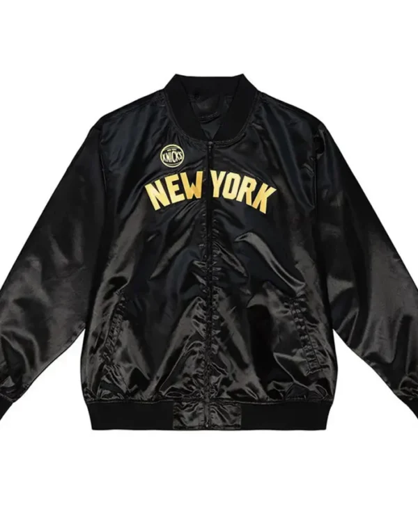 New York Knicks Black Satin Varsity Jacket