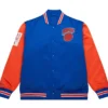New York Knicks Blue And Orange Satin Varsity Jacket