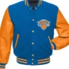 New York Knicks Blue And Orange Wool Varsity Jacket