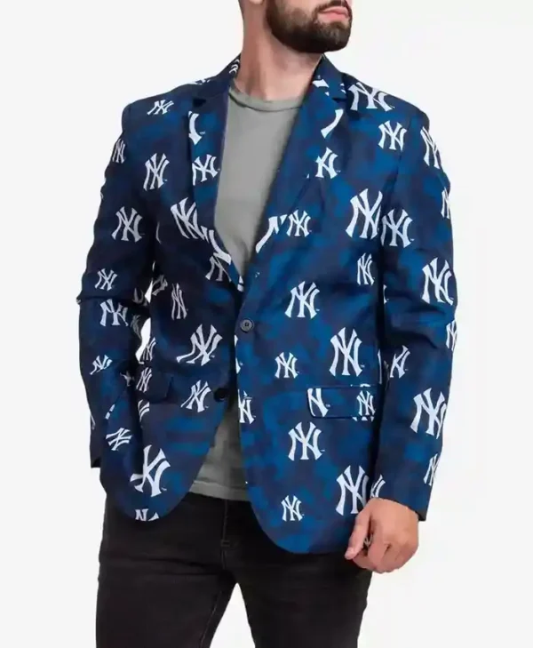 New York Yankees Navy Blue Printed Blazer