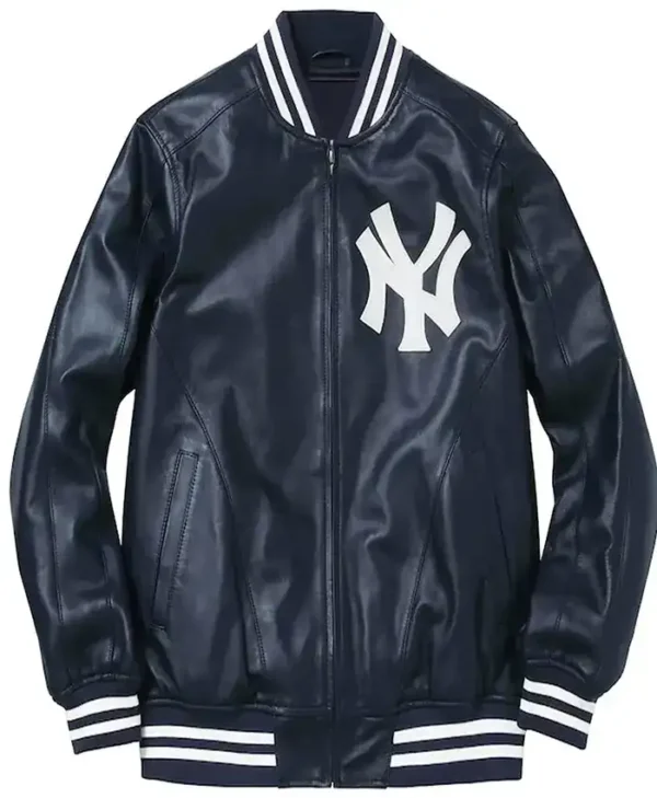 New York Yankees Navy Blue Varsity Leather Jacket