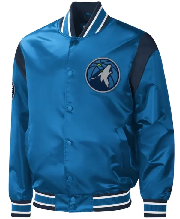 Odie Minnesota Timberwolves Blue Satin Varsity Jacket