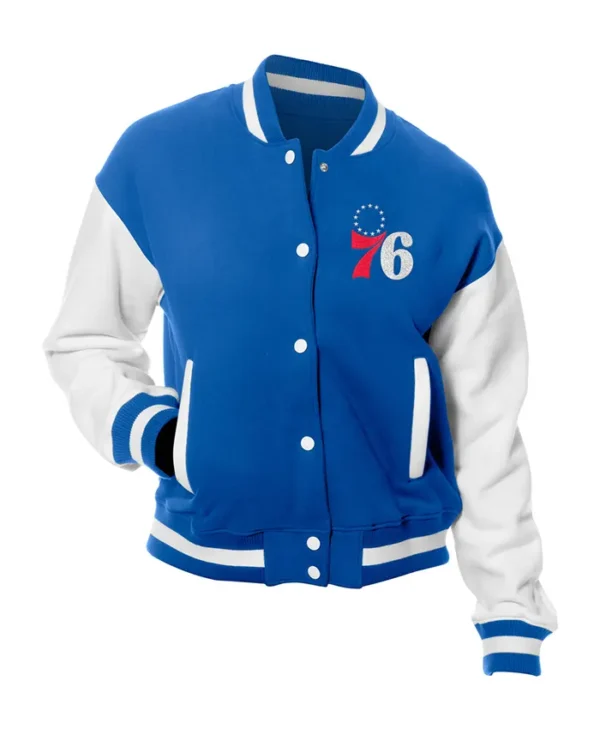 Philadelphia 76ers Blue Full Snap Wool Varsity Jacket