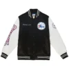 Philadelphia 76ers Satin Black And White Varsity Jacket