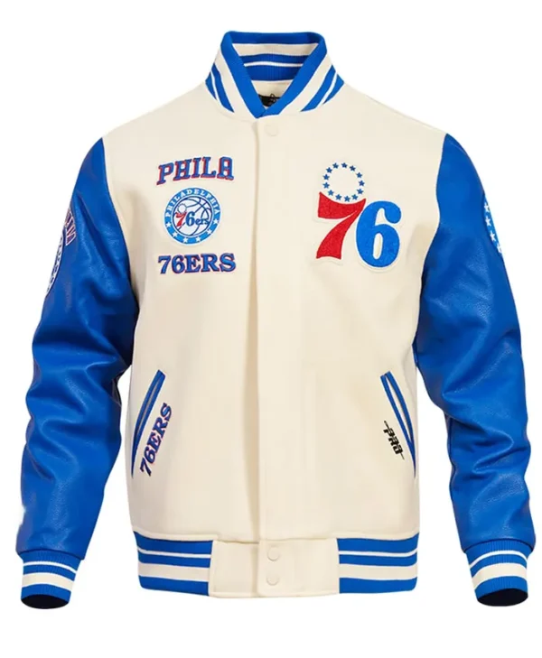 Philadelphia 76ers White And Blue Varsity Wool Jacket