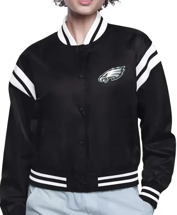 Philadelphia Eagles Cropped Black Varsity Jacket