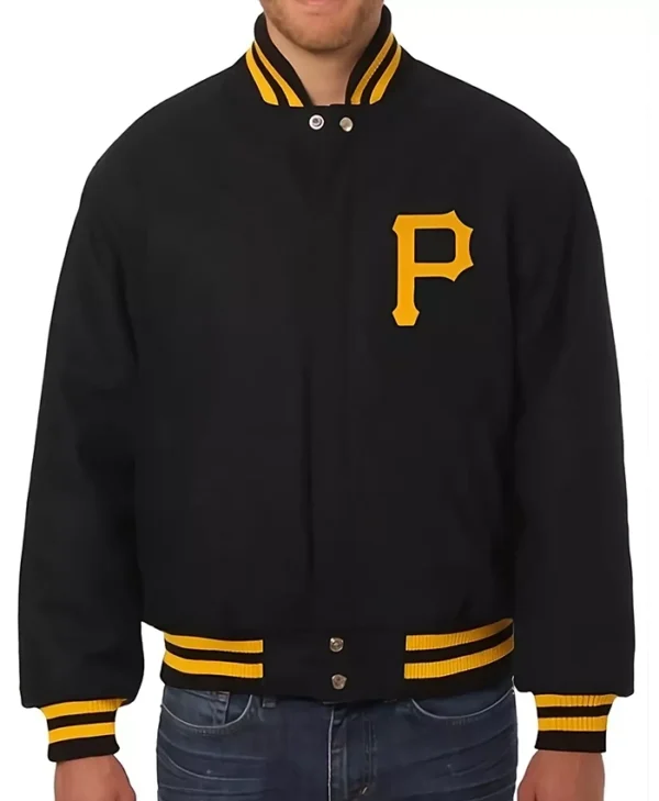 Pirates Black Letterman Wool Varsity Jacket