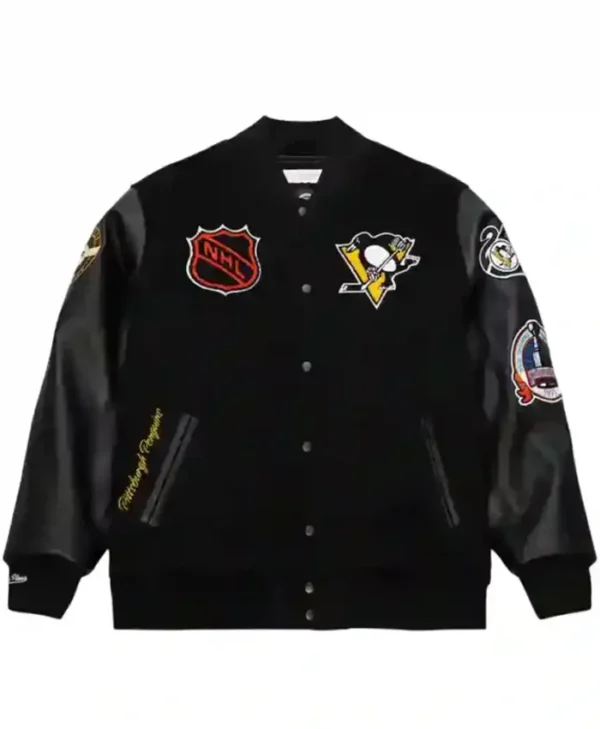 Pittsburgh Penguins Black Team Logo Varsity Jacket