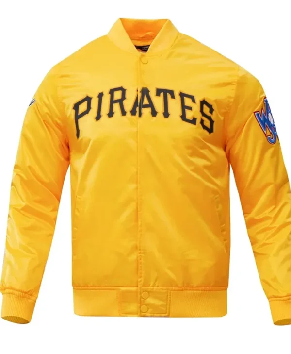 Pittsburgh Pirates Yellow Satin Full Snap Varsity Jacket