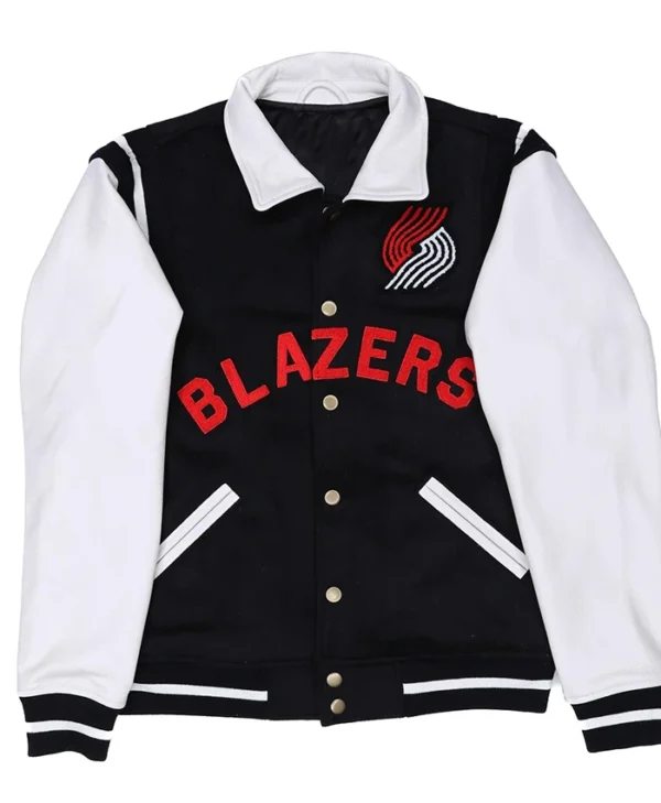 Portland Trail Blazers Black and White Varsity Jacket