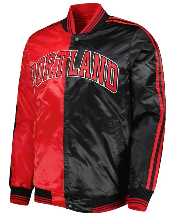 Portland Trail Blazers Red and Black Satin Jacket