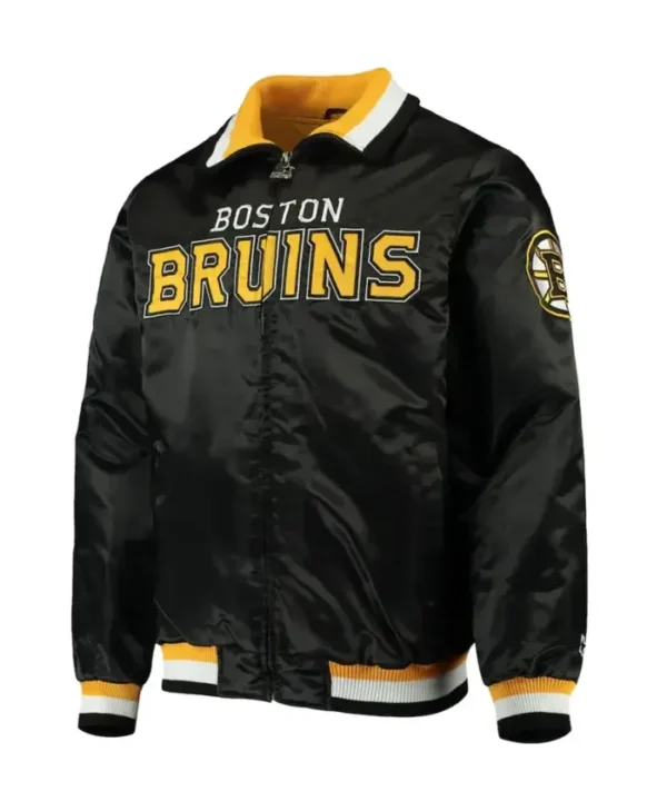 Reba Sauer Boston Bruins Starter Black Bomber Jacket