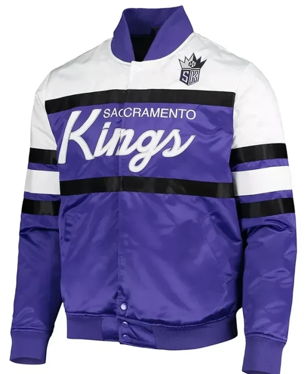 Sacramento Kings White and Purple Satin Varsity Jacket