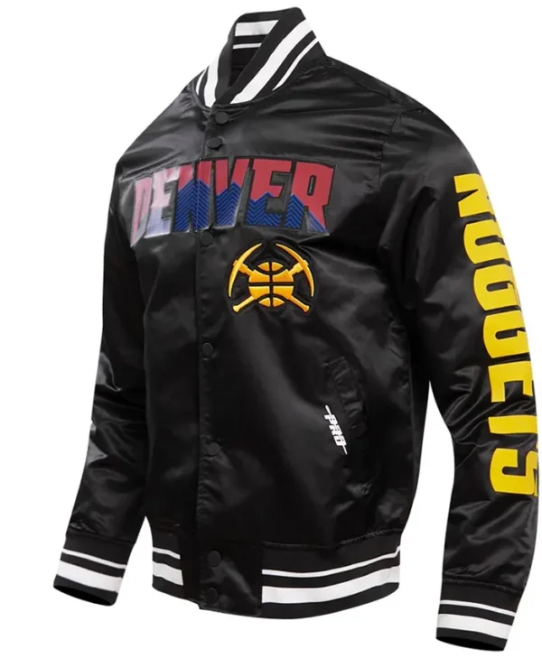 Sandrine Dach Denver Nuggets Black Satin Varsity Jacket