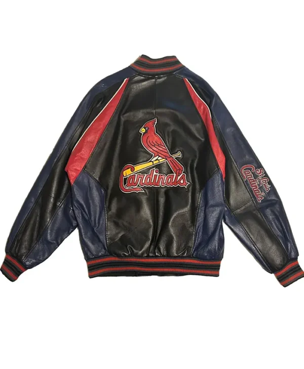 St Louis Cardinals Leather Vintage Zipper Bomber Jacket Back