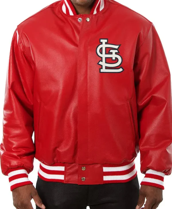 St Louis Cardinals Red Leather Bomber Jacket