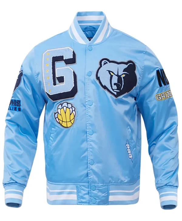 Ted Grant Memphis Grizzlies Blue Satin Varsity Jacket