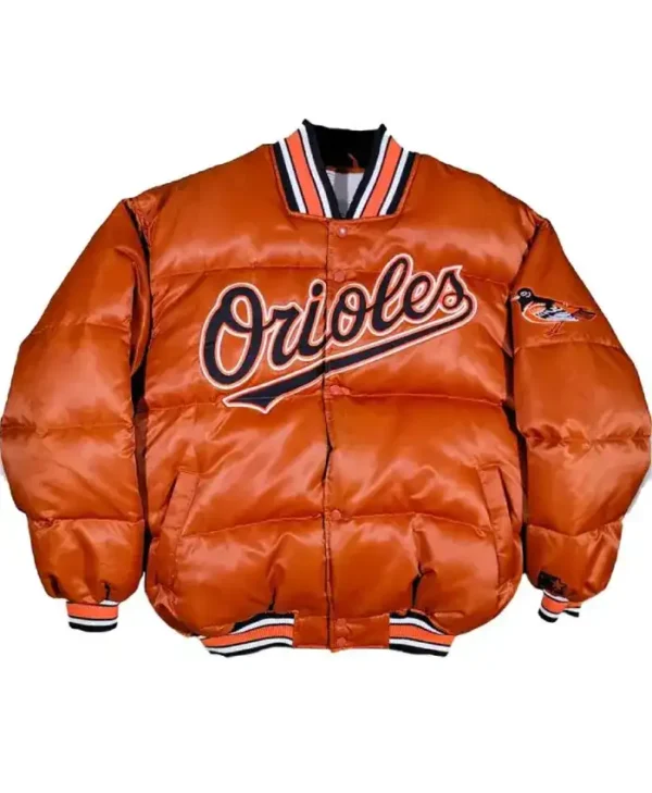 Vintage Baltimore Orioles 90’s Puffer Orange Jacket