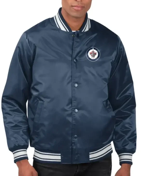 Winnipeg Jets Printed Team Logo Satin Varsity Jacket